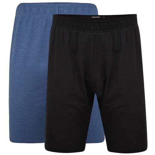 Bigdude Twin Pack Classic Pyjama Shorts Black / Denim Marl